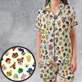 Blast From The Past Satin Short-Sleeve Pajamas Set
