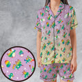 Rainbow Pokemon Pattern Satin Short-Sleeve Pajamas Set