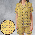Cat DND Classes Pattern Satin Short-Sleeve Pajamas Set