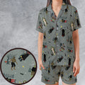 Classic Monsters Halloween Satin Short-Sleeve Pajamas Set