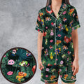 Video Game Characters Pattern Satin Short-Sleeve Pajamas Set