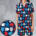 R2-D2 Star Wars 4th of July Pattern Satin Short-Sleeve Pajamas Set
