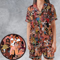 90s Professional Wrestlers Satin Short-Sleeve Pajamas Set