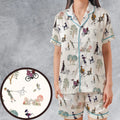 Dog Walking Look Alikes 101 Dalmations Satin Short-Sleeve Pajamas Set