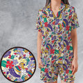 Aloha Garfield And Odie Satin Short-Sleeve Pajamas Set
