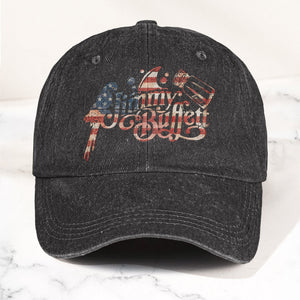 Jimmy Buffett Margaritaville Patriotic American Flag Parrot Music Merch Denim Cap Retro Vintage Dad Cap Gift For Dad (With Box)