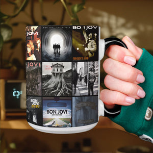 Bon Jovi Accent Mug Rock Classics Album Cover Collage Gift