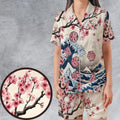 Pink Flower Dice DnD Satin Short-Sleeve Pajamas Set