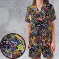 Vintage 1970s Star Trek Comic Books Collage Satin Short-Sleeve Pajamas Set