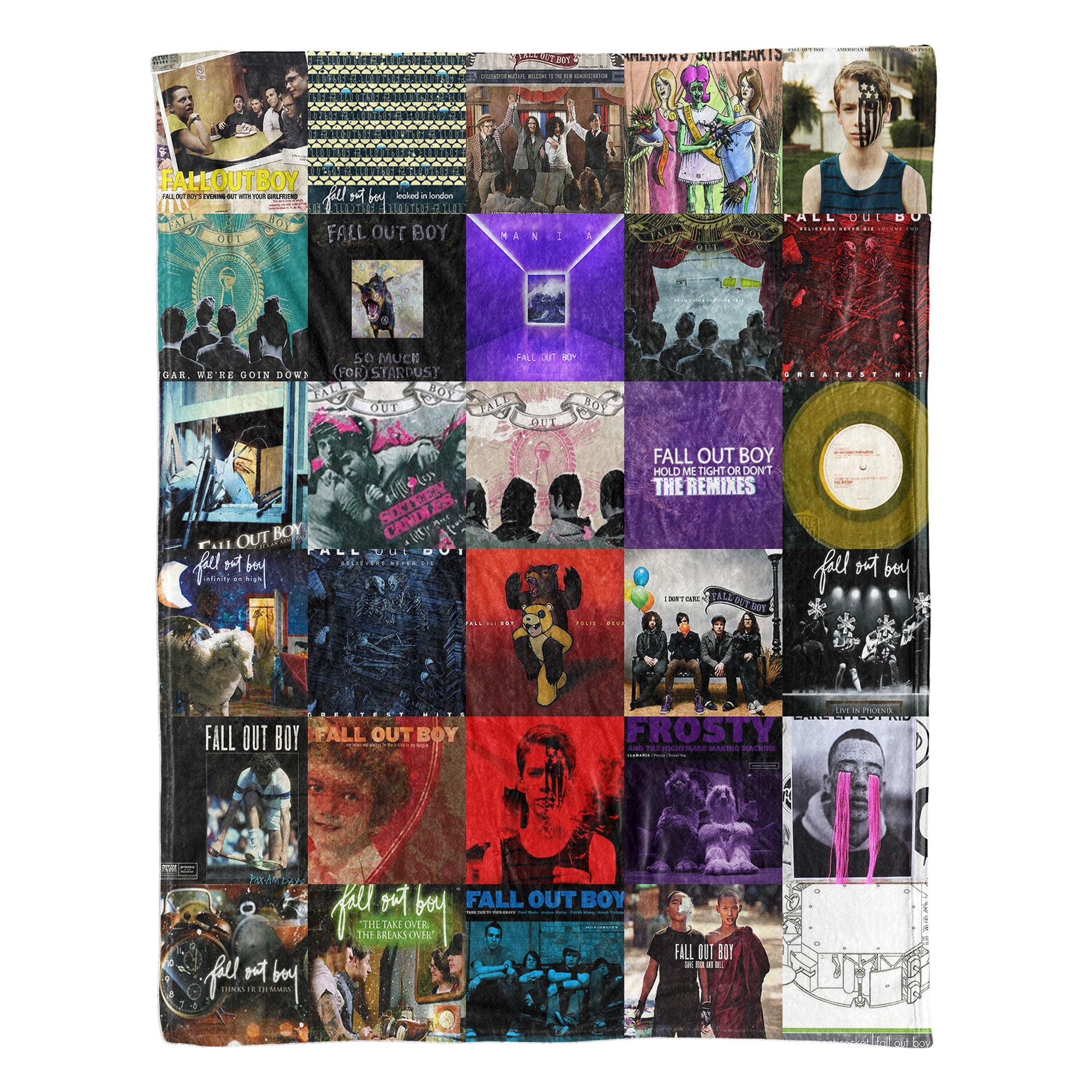 Fall Out Boy Sherpa Blanket Iconic Album Cover Collage Cozy Throw for Pop-Punk Fans