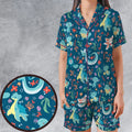 Water Pokemon Pattern Satin Short-Sleeve Pajamas Set