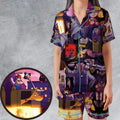 80s Cartoon Inspector Gadget Collage Satin Short-Sleeve Pajamas Set