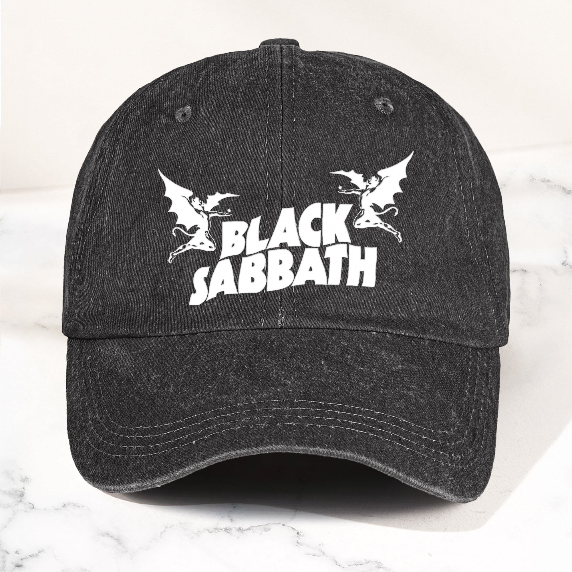 Black Sabbath Denim Dad Cap Classic Winged Demon Logo Design ( With BOX)