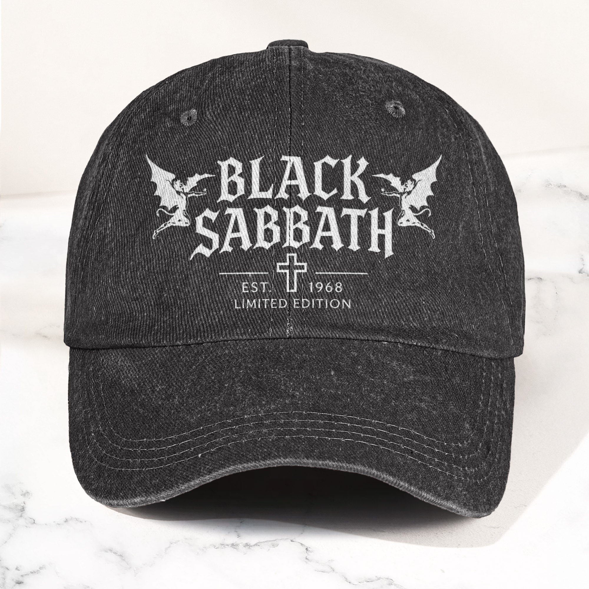 Black Sabbath Band Logo Est 1968 Denim Cap Retro Vintage Dad Cap Gift For Dad (With Box)