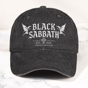 Black Sabbath Band Logo Est 1968 Denim Cap Retro Vintage Dad Cap Gift For Dad (With Box)