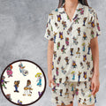 80s Pizza Time Theater Chuck E Cheese Satin Short-Sleeve Pajamas Set