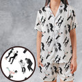 Frankenstein And Bride Movie Dance Scenes Satin Short-Sleeve Pajamas Set