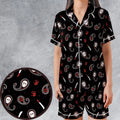 Jason Voorhees Friday The 13th Pattern Satin Short-Sleeve Pajamas Set