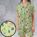 Bug Type Pokemon Pattern Satin Short-Sleeve Pajamas Set