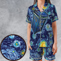 Tardis Starry Night Doctor Who Satin Short-Sleeve Pajamas Set