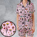 Power Puff Girls Characters Pattern Satin Short-Sleeve Pajamas Set