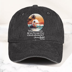 Jimmy Buffett Beach Quote Denim Dad Cap Vintage Washed Tropical Hat
