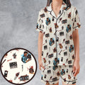 Supernatural Horror Evil Dead Halloween Satin Short-Sleeve Pajamas Set