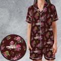 Slimer Ecto-1 Proton Pack Floral Ghostbusters Satin Short-Sleeve Pajamas Set