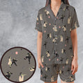 Dirty Dancing Frankenstein and Bride of Frankenstein Satin Short-Sleeve Pajamas Set