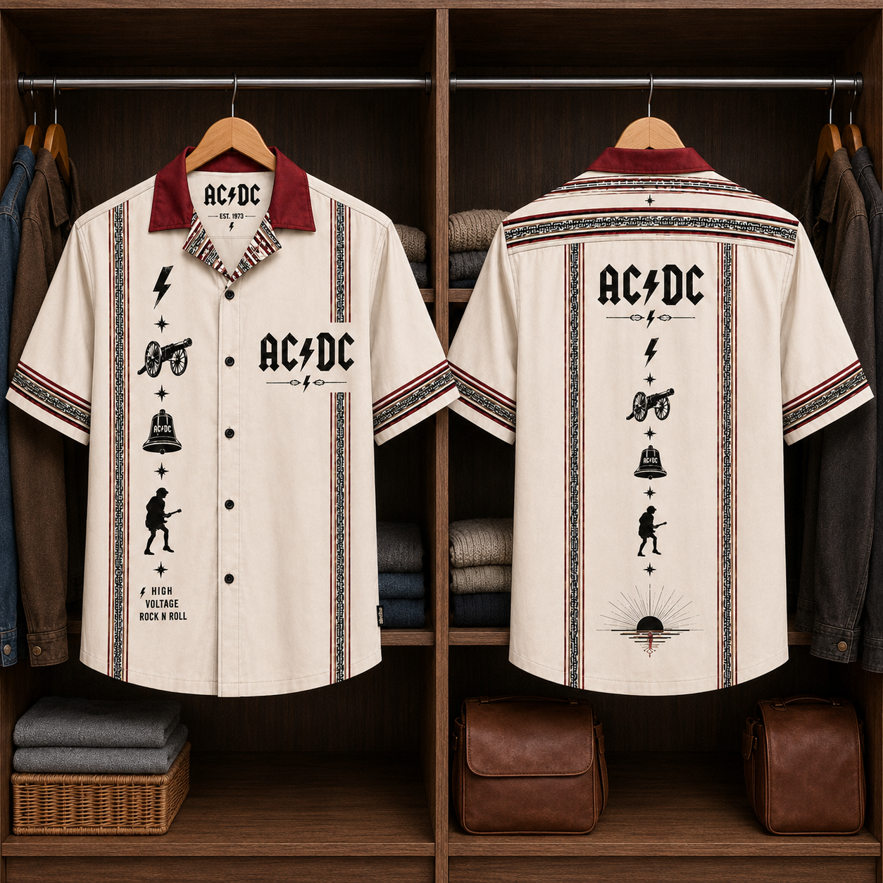 AC/DC Luxury Design Hawaiian Shirt – Mexican Inspired Hawaiian Shirt White Version