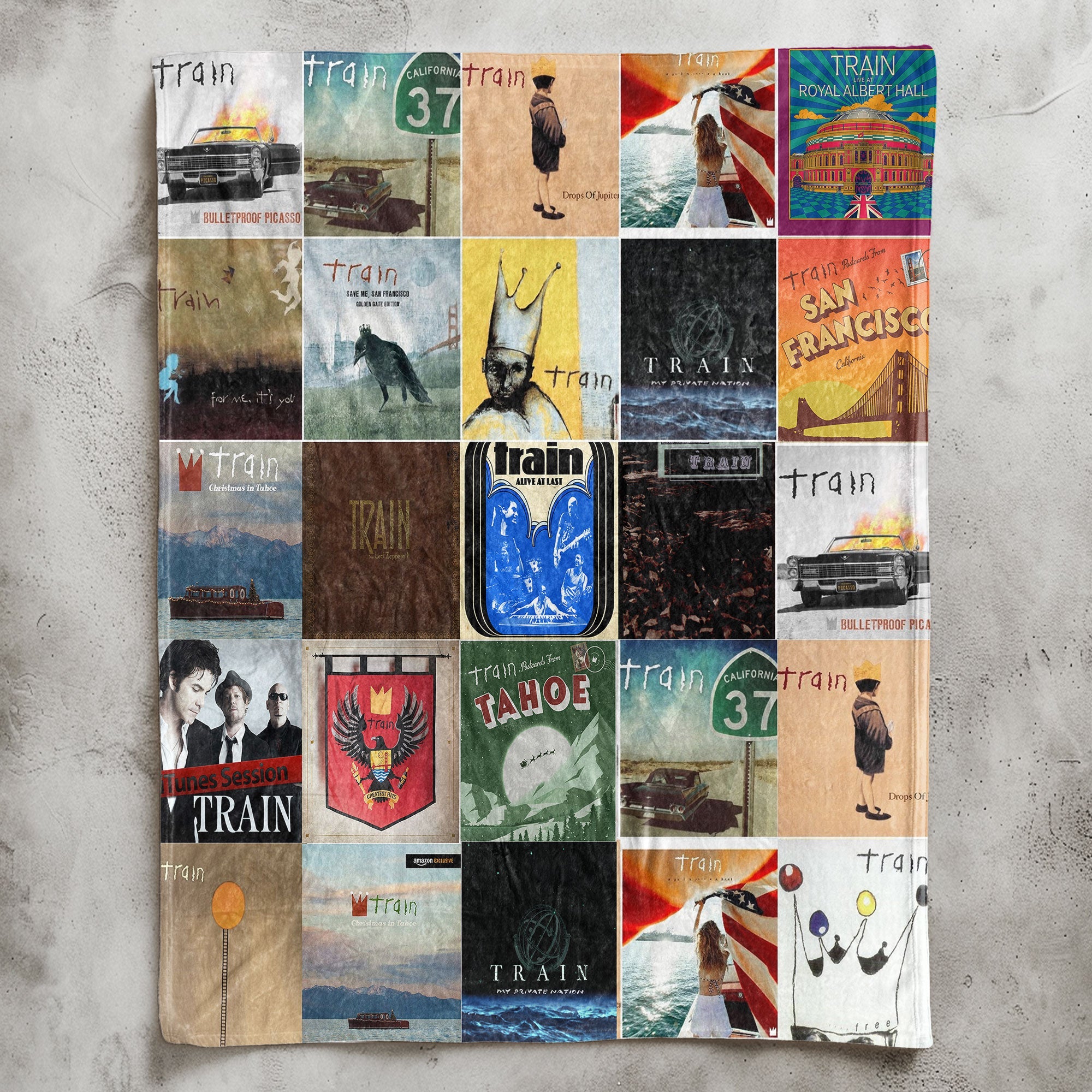 Train Sherpa Blanket A Cozy Album Art Collection for True Fans