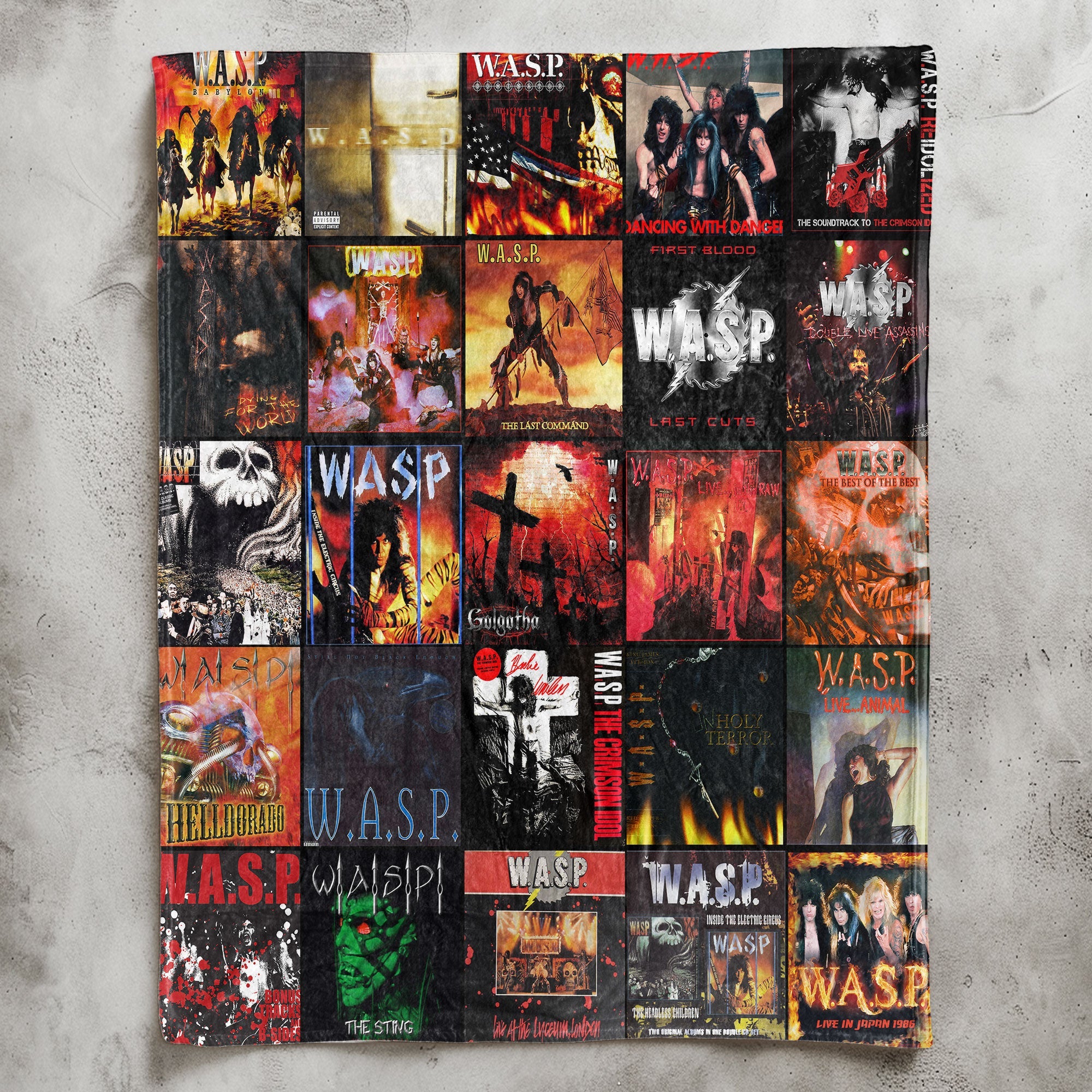 W.A.S.P. Sherpa Blanket A Heavy Metal Legacy Collage for True Shock Rock Fans