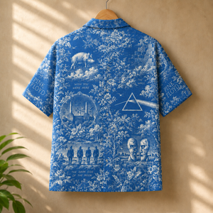 Pink Floyd Toile Hawaiian Shirt - Dark Side of the Moon Wish You Were Here All Over Print Button Up Shirt - Pink Floyd Fan Gift