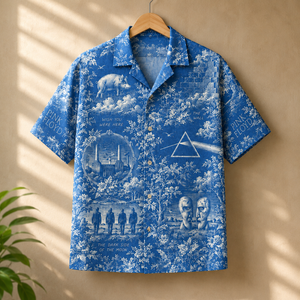 Pink Floyd Toile Hawaiian Shirt - Dark Side of the Moon Wish You Were Here All Over Print Button Up Shirt - Pink Floyd Fan Gift