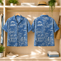 Pink Floyd Toile Hawaiian Shirt - Dark Side of the Moon Wish You Were Here All Over Print Button Up Shirt - Pink Floyd Fan Gift