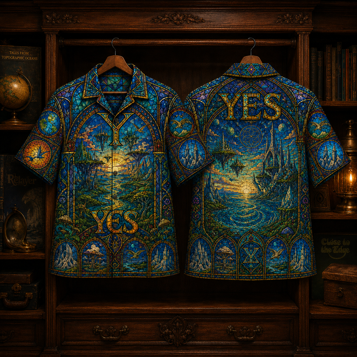 Yes Hawaiian Shirt - Stained Glass Progressive Rock All-Over Print Button-Up Shirt