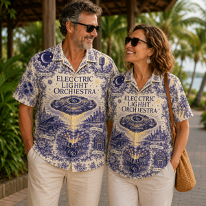 Electric Light Orchestra Hawaiian Shirt - Unisex Toile De Jouy ELO Spaceship Shirt