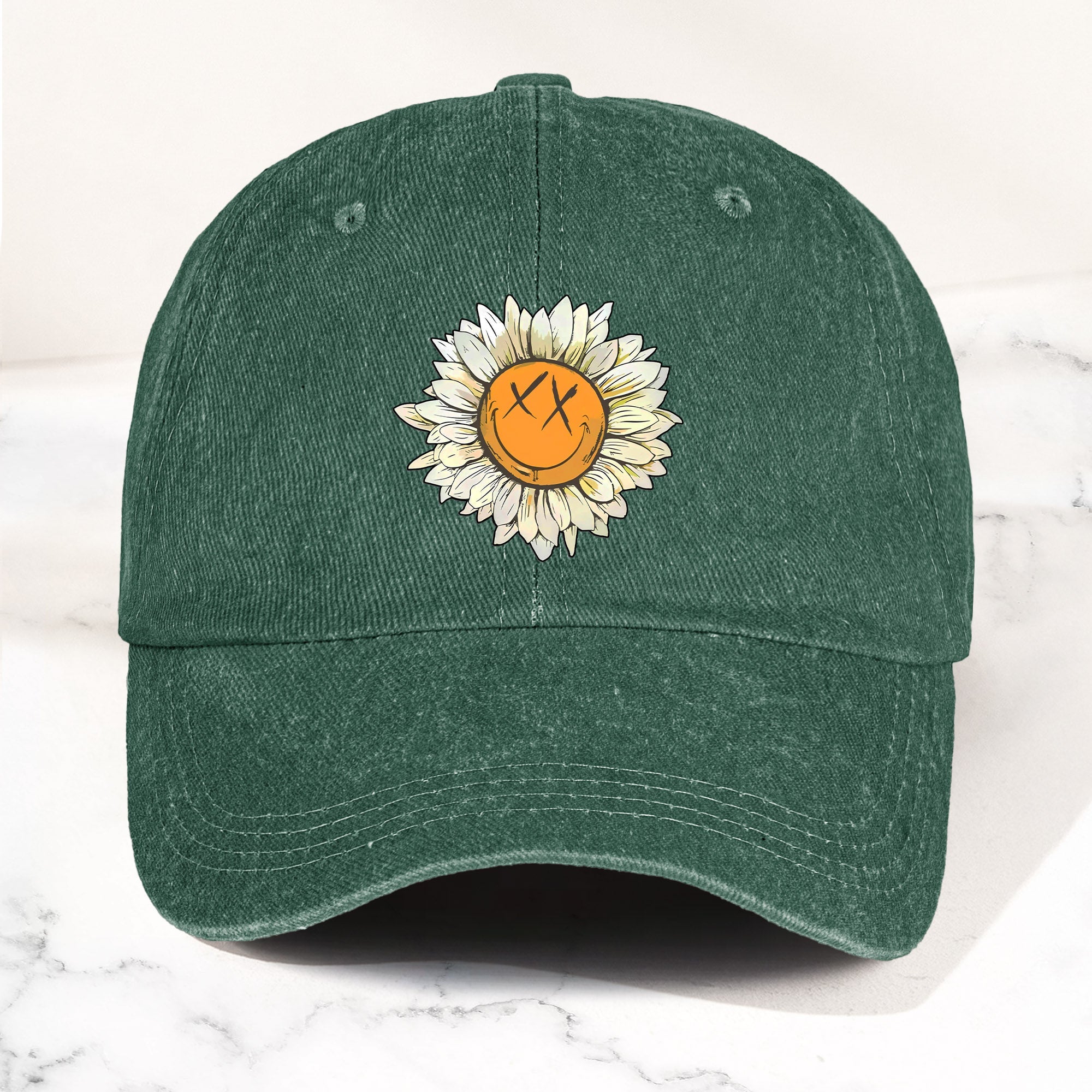 Blink-182 Denim Cap Sunflower Smiley Aesthetic Dad Hat (With Box)