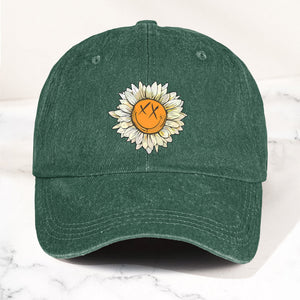 Blink-182 Denim Cap Sunflower Smiley Aesthetic Dad Hat (With Box)