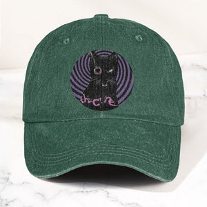 The Cure Black Cat Denim Cap Retro The Cure Tribute Merch Dad Hat (With Box)