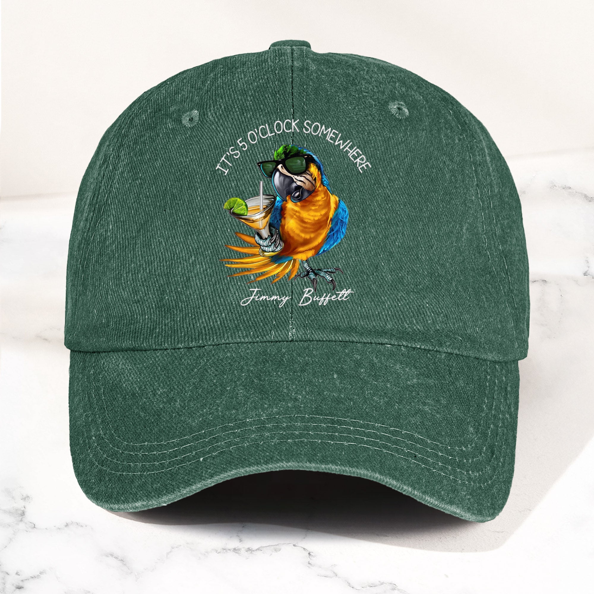 Jimmy Buffett "It's 5 O’Clock Somewhere" Denim Dad Cap Vintage Tropical Hat