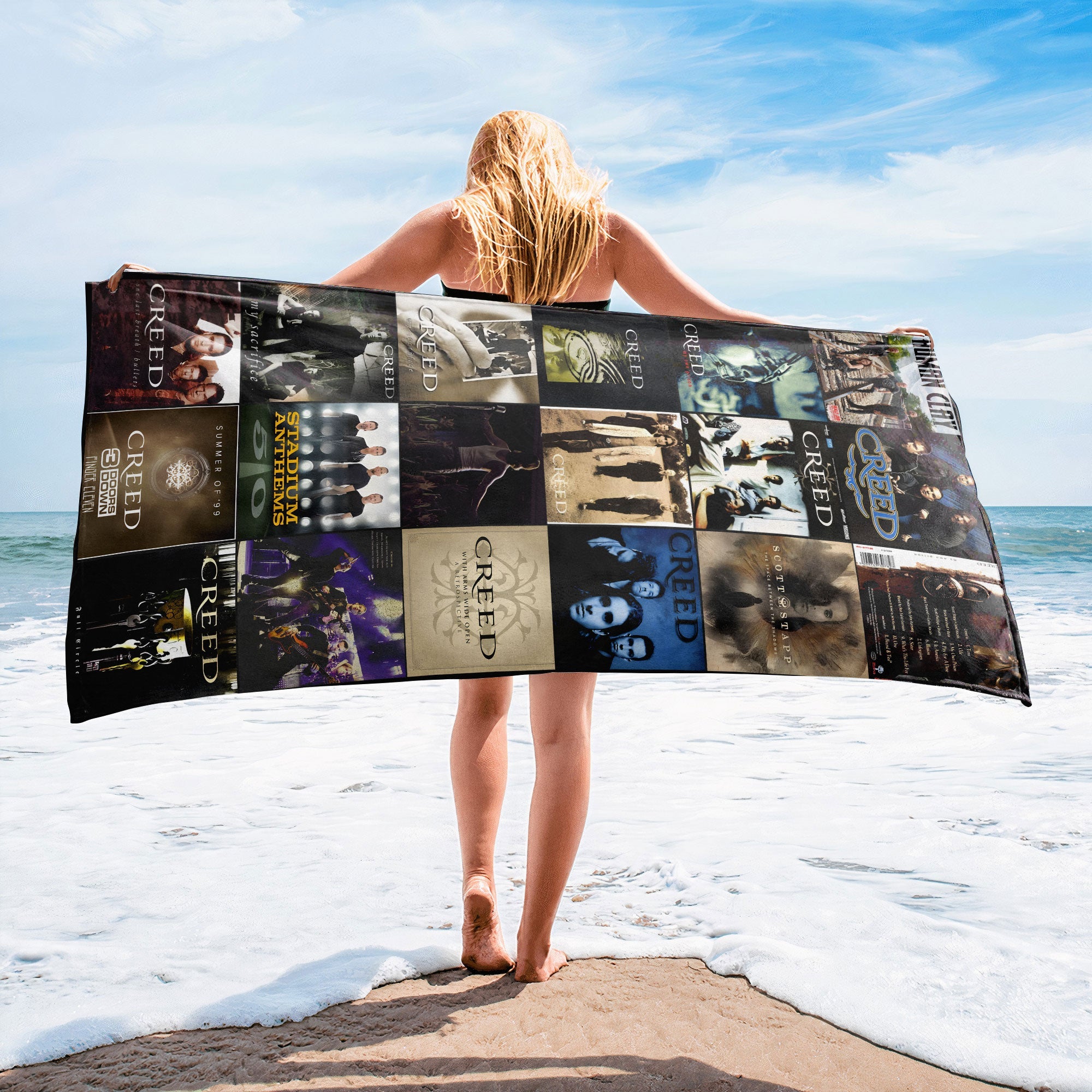 Creed Beach Towel Album Cover Collage Classic Rock Towel