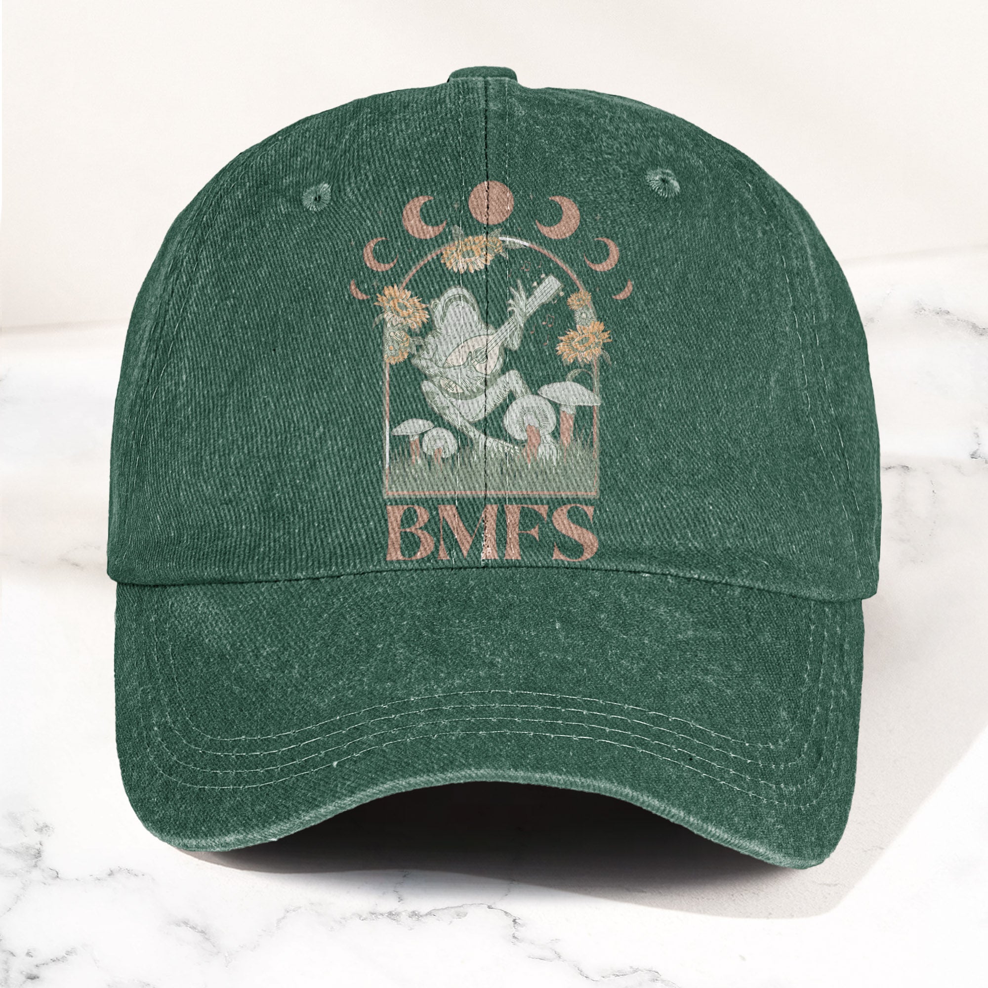 Billy Strings BMFS Frog Mandolin Sunflowers Moon Phase Vintage Graphic Denim Cap Retro Vintage Dad Cap Gift For Dad (With Box)