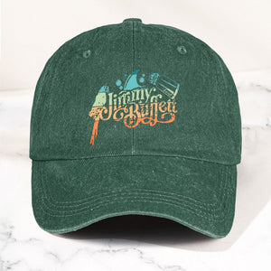 Jimmy Buffett Logo Denim Dad Cap Vintage Washed Tropical Lifestyle Hat