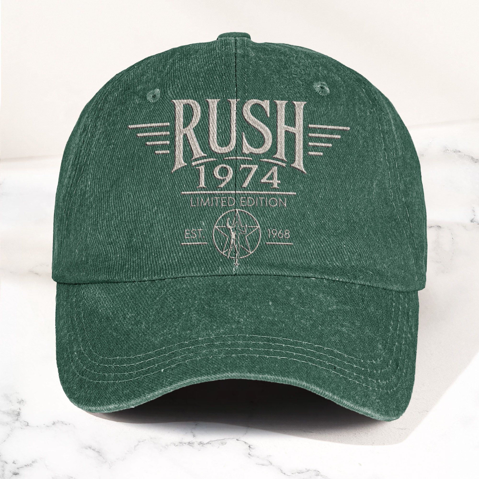 Rush 1974 Starman Logo Denim Cap Vintage Dad Cap Gift For Dad (With Box)