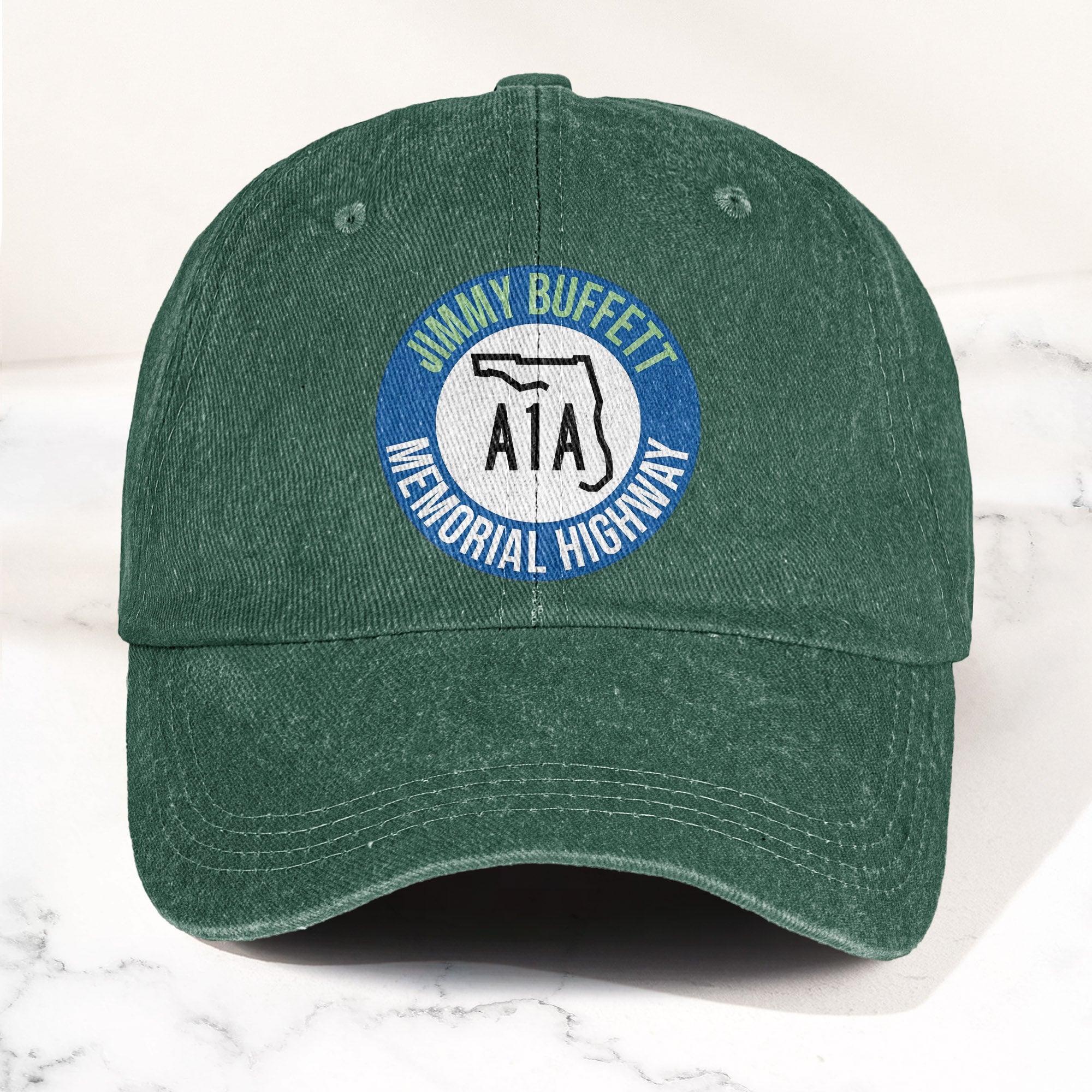 Jimmy Buffett A1A Memorial Highway Denim Cap Retro Jimmy Buffett Tribute Dad Hat (With Box)