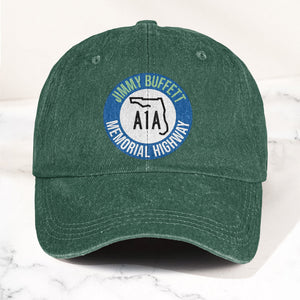Jimmy Buffett A1A Memorial Highway Denim Cap Retro Jimmy Buffett Tribute Dad Hat (With Box)