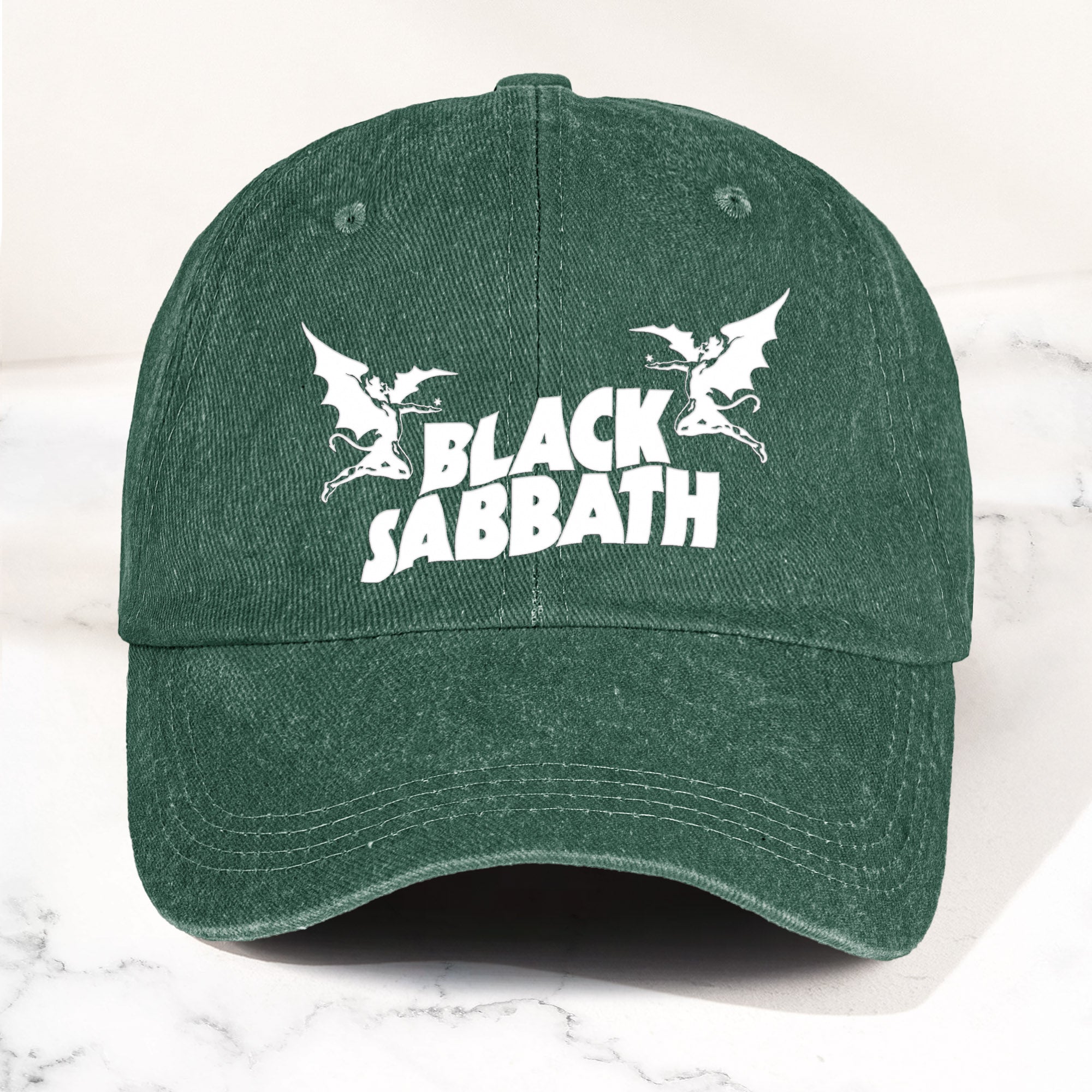 Black Sabbath Denim Dad Cap Classic Winged Demon Logo Design ( With BOX)