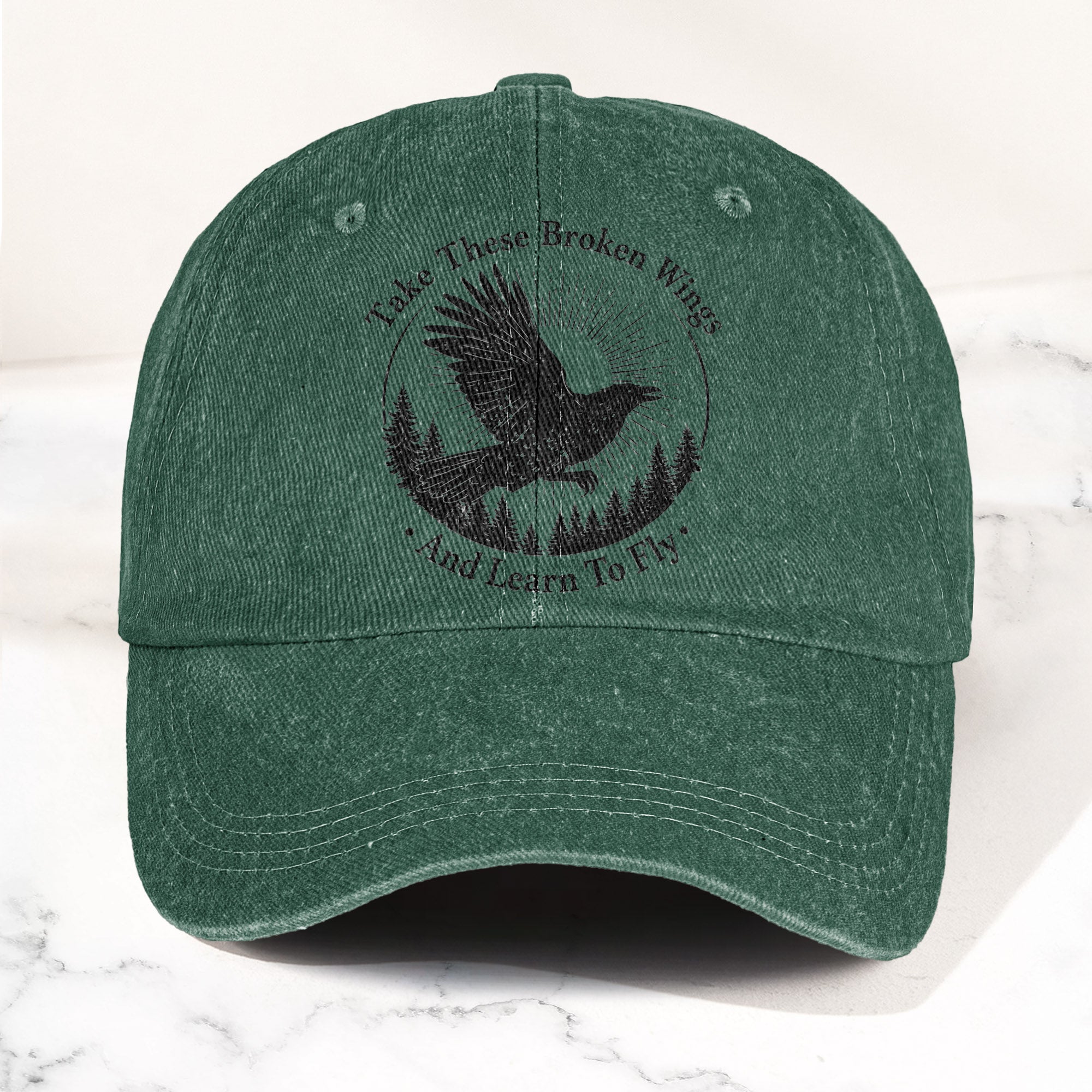 Broken Wings Take These Broken Wings And Learn To Fly Denim Cap Retro Vintage Dad Cap Gift For Dad (With Box)