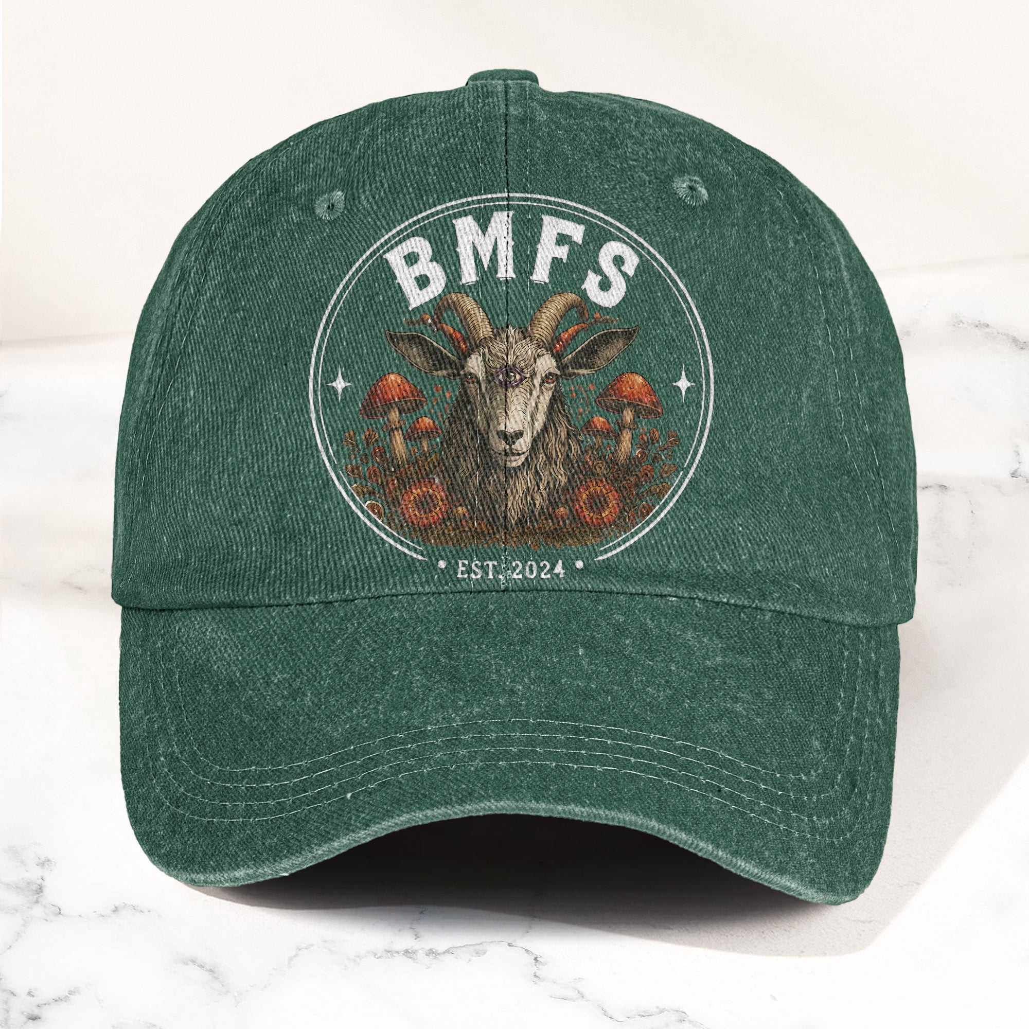 Billy Strings BMFS Goat Three Eyed Goat Mushroom Vintage Graphic Denim Cap Retro Vintage Dad Cap Gift For Dad (With Box)